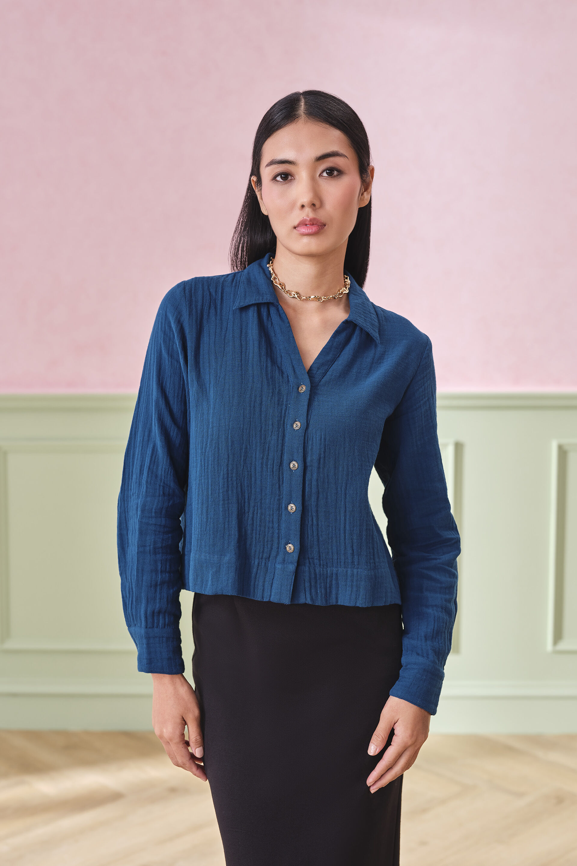 Caribbean Wave Cotton Top, Teal, image 1